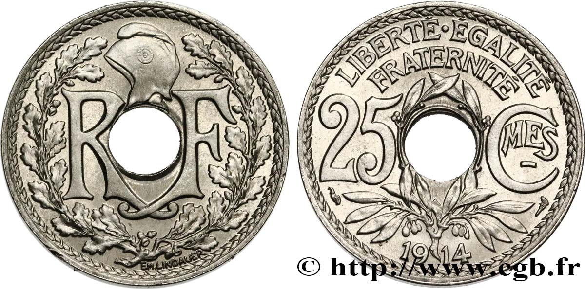 25 centimes Lindauer, Cmes souligné 1914  F.170/2 MS64 