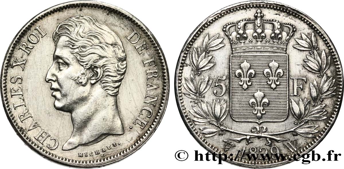 5 francs Charles X, 2e type 1829 Lille F.311/39 SUP 
