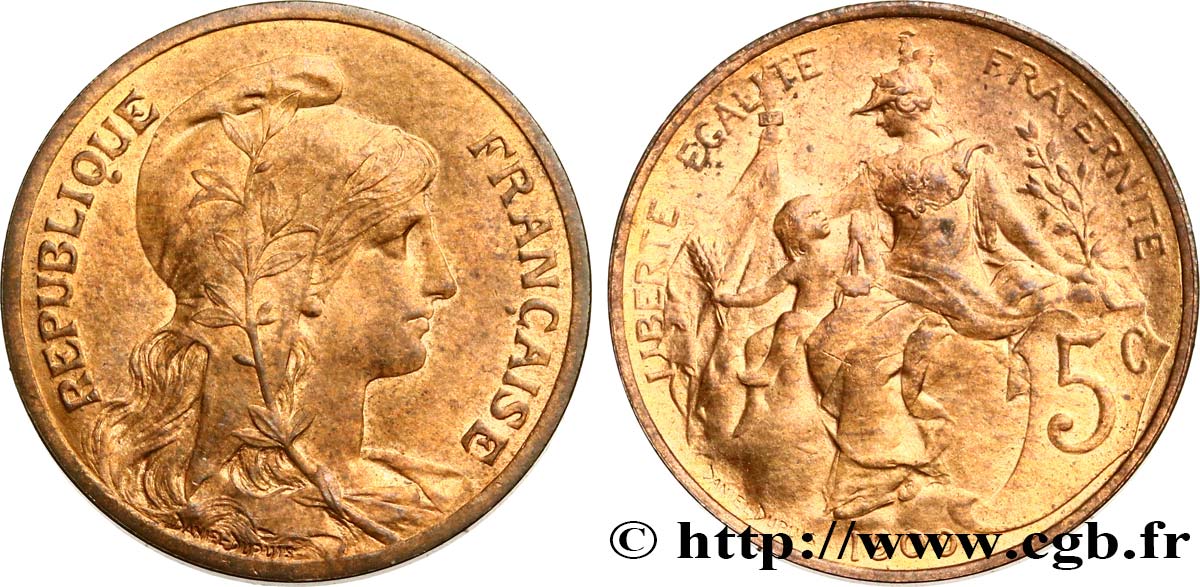 5 centimes Daniel-Dupuis 1900  F.119/9 SPL64 