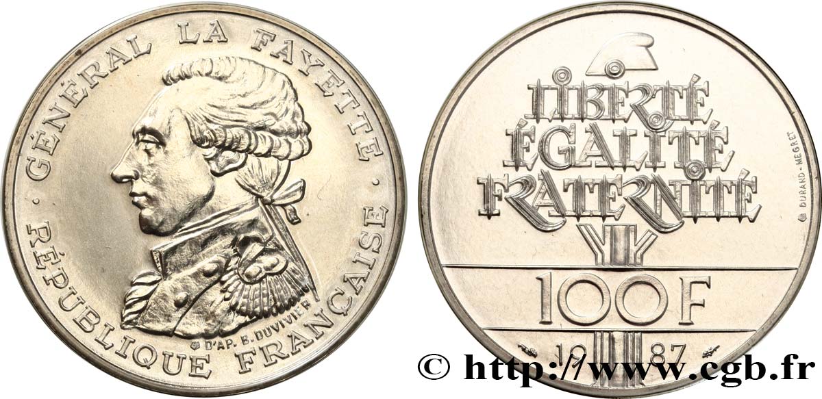 100 francs Égalité - La Fayette 1987 F.455/2 FDC