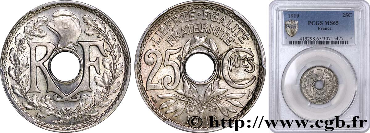 25 centimes Lindauer 1919  F.171/3 ST65 PCGS