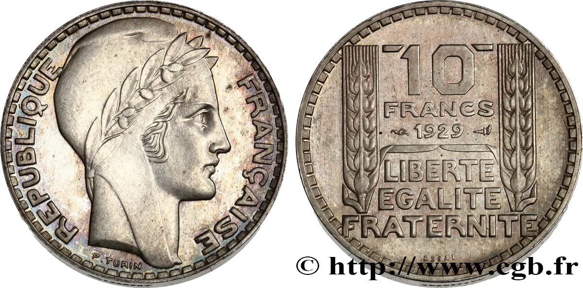 Essai-piéfort de 10 francs Turin 1929  GEM.173 EP SC 