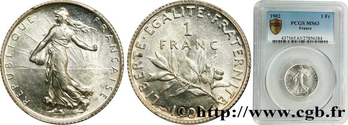 1 franc Semeuse 1902 Paris F.217/7 fST63 PCGS