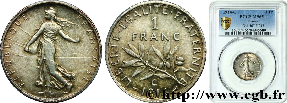 1 franc Semeuse 1914 Castelsarrasin F.217/20 MS65 PCGS