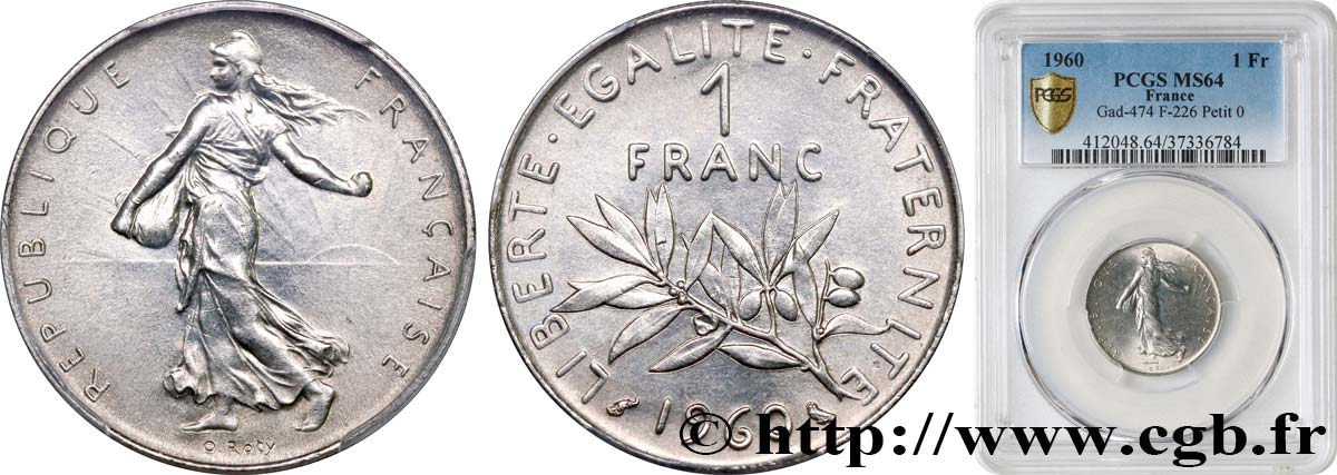 1 franc Semeuse, nickel 1960 Paris F.226/4 SC64 PCGS