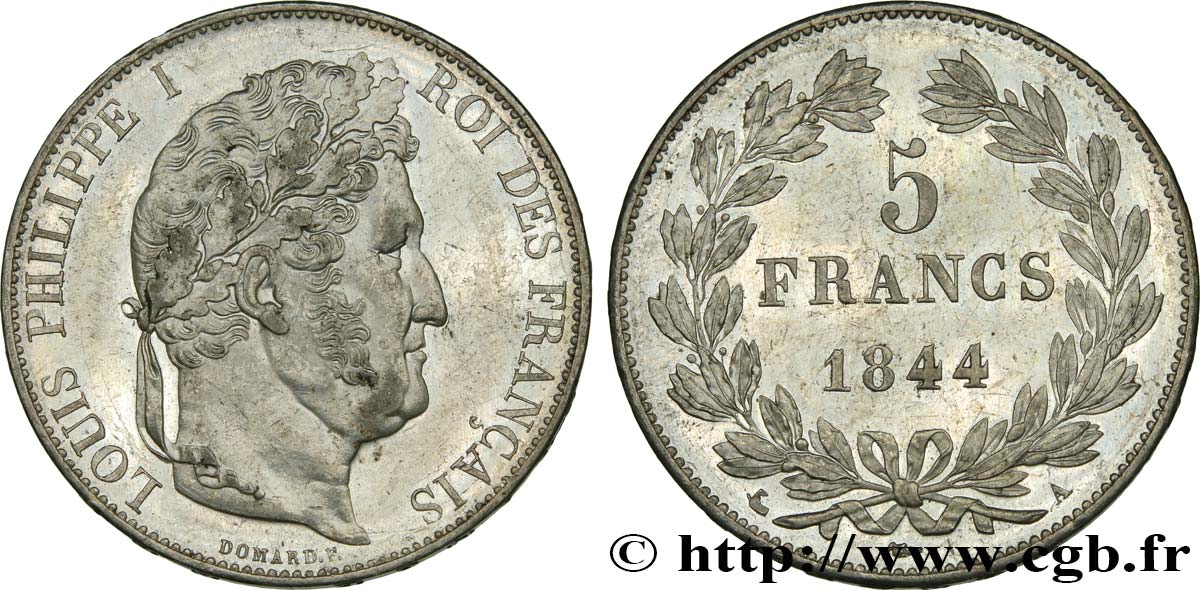 5 francs IIIe type Domard 1844 Paris F.325/1 SPL58 