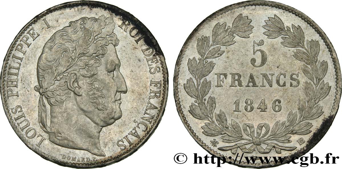 5 francs IIIe type Domard 1846 Strasbourg F.325/11 TTB53 