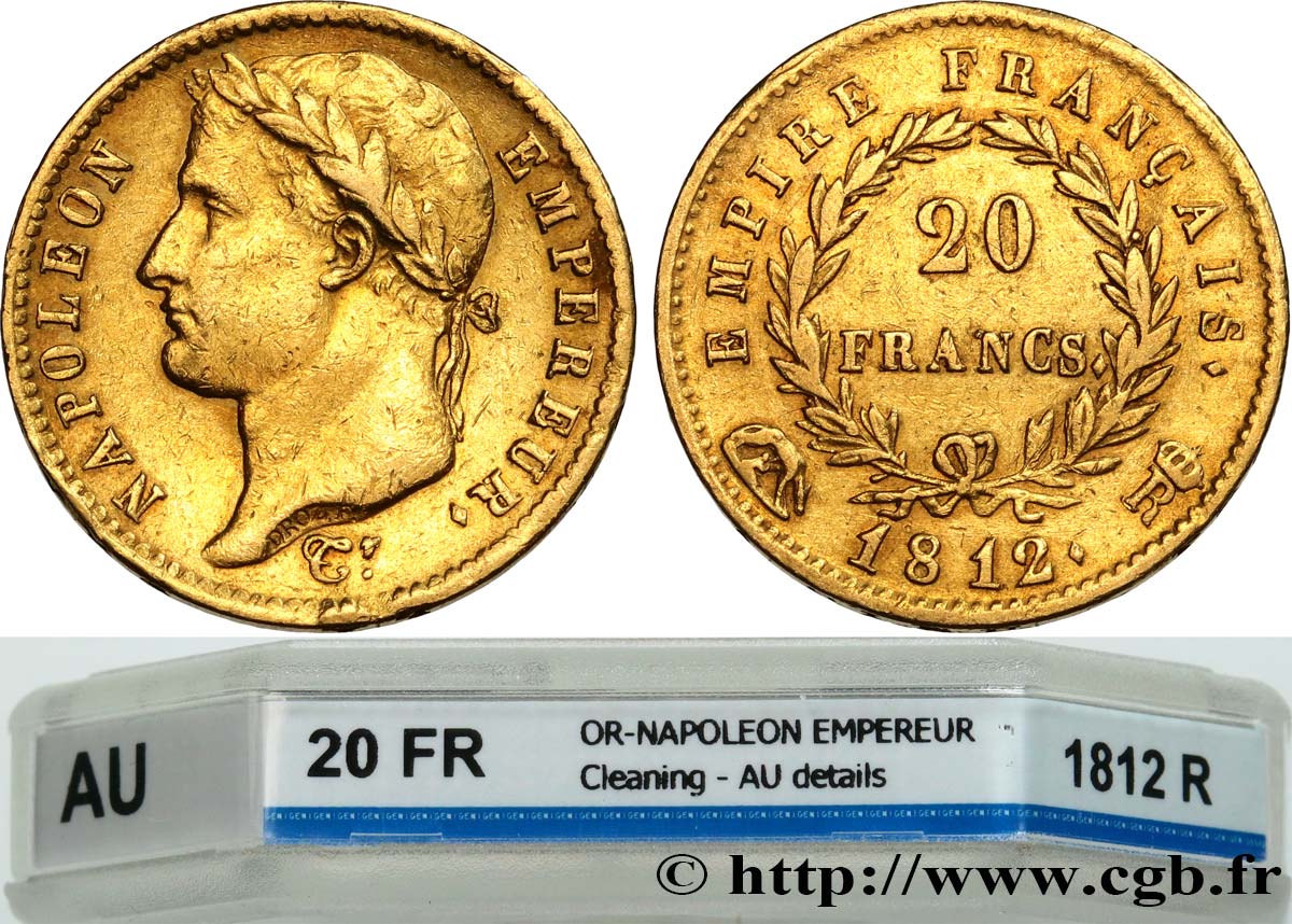 20 francs or Napoléon tête laurée, Empire français 1812 Rome F.516/27 MBC+ GENI