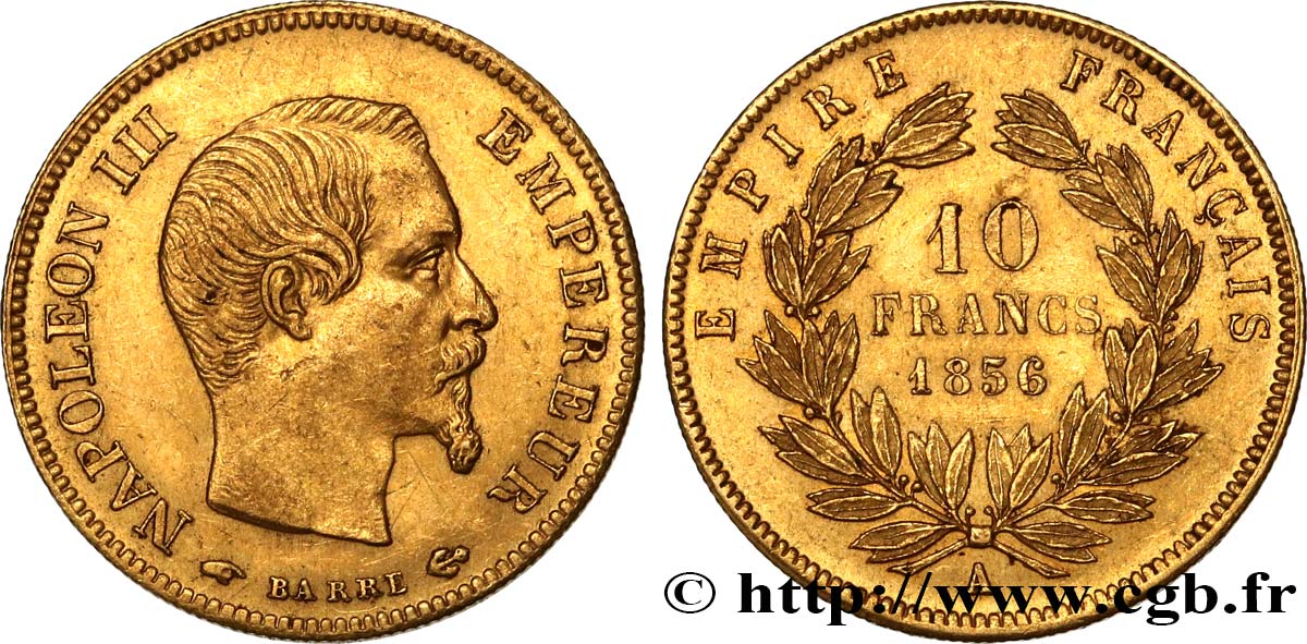10 francs or Napoléon III, tête nue 1856 Paris F.506/3 BB50 