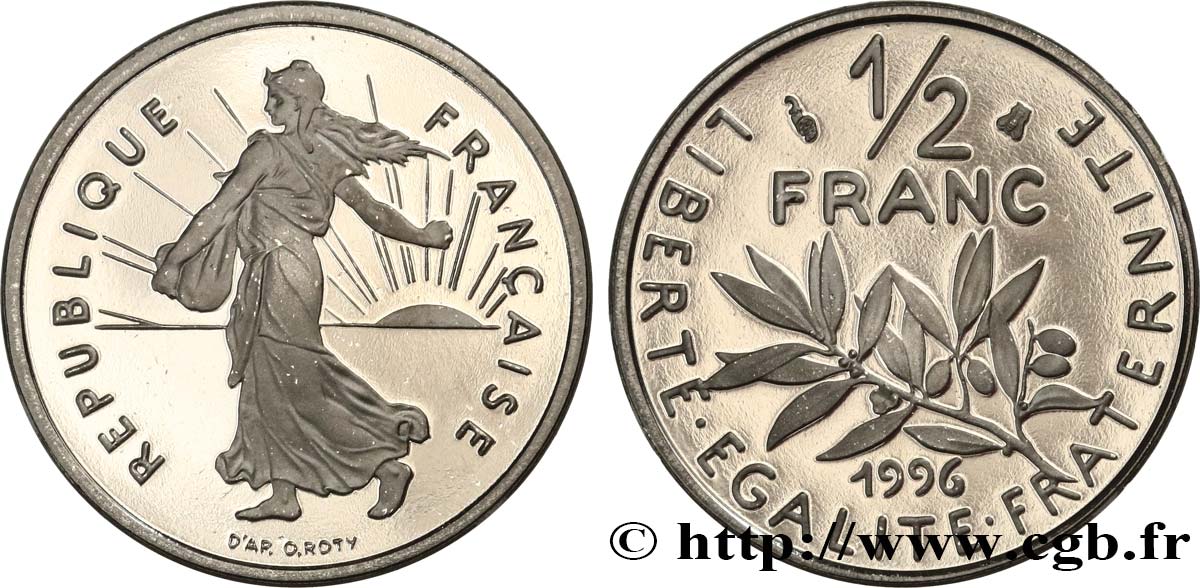 1/2 franc Semeuse, BE (Belle Épreuve) 1996 Pessac F.198/39 var. FDC