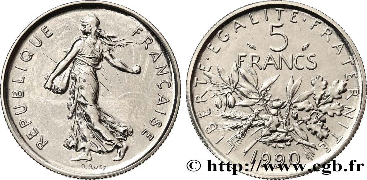 5 francs Semeuse, nickel 1990 Pessac F.341/22 FDC