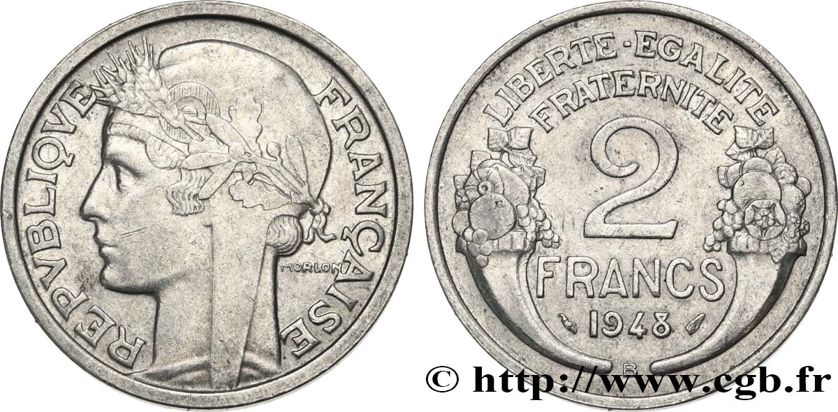 2 francs Morlon, aluminium 1948 Beaumont-Le-Roger F.269/13 AU
