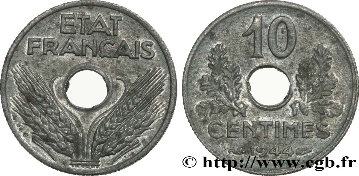 10 centimes État français, petit module 1944 F.142/3 VZ60