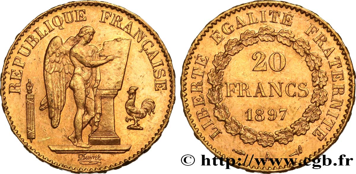 20 francs or Génie, Troisième République 1897 Paris F.533/22 EBC58