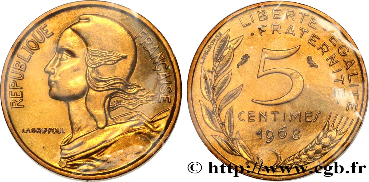 5 centimes Marianne 1968 Paris F.125/4 FDC