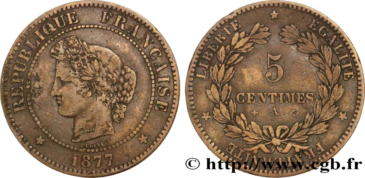 5 centimes Cérès 1877 Paris F.118/15 fS