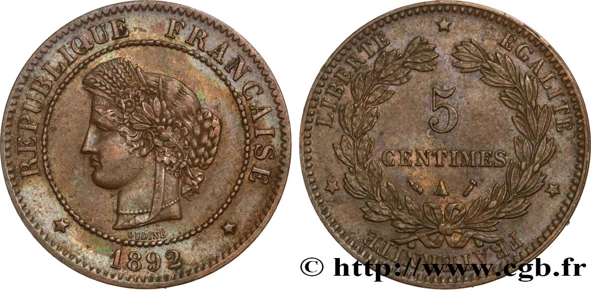 5 centimes Cérès 1892 Paris F.118/34 TTB53