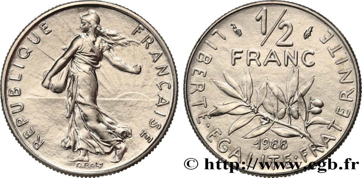 1/2 franc Semeuse 1988 Pessac F.198/27 FDC