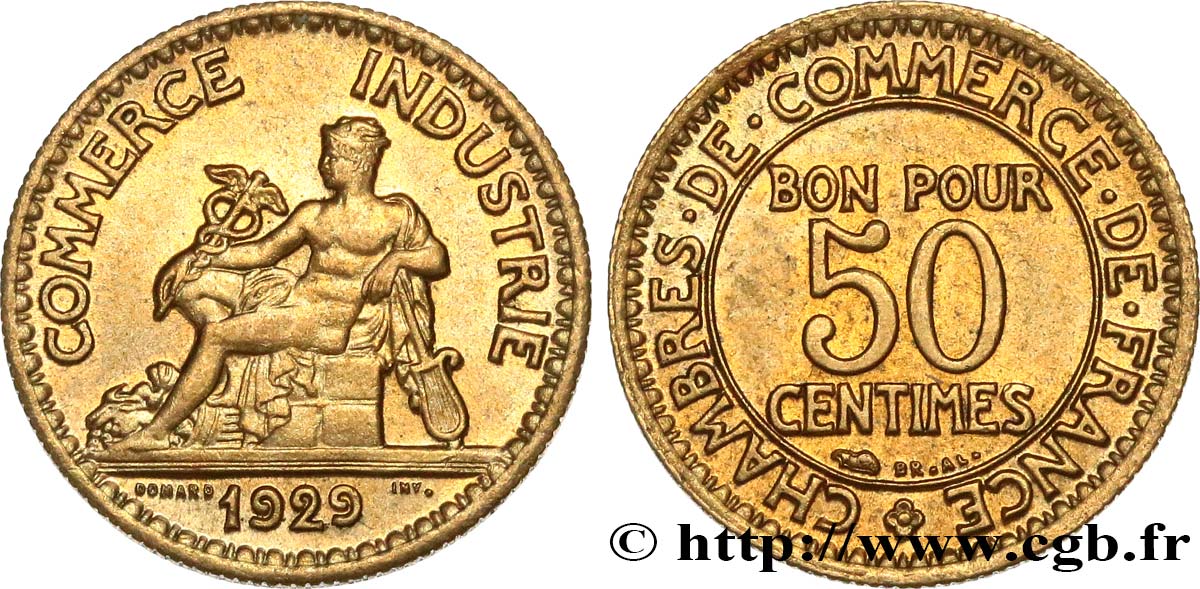 50 centimes Chambres de Commerce 1929 Paris F.191/11 SPL63