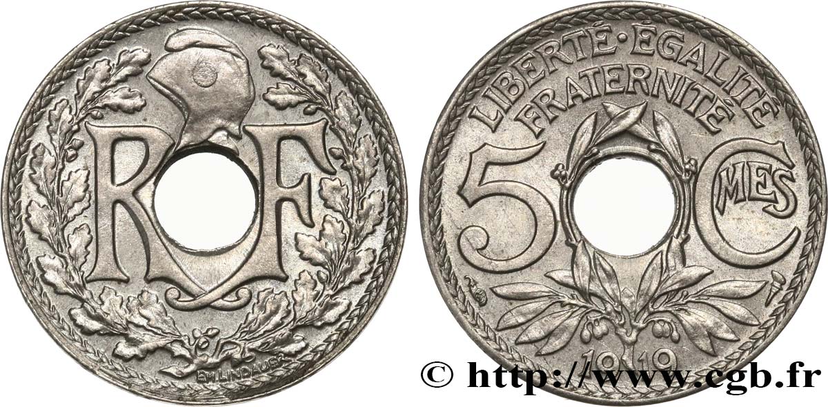 5 centimes Lindauer, grand module 1919 Paris F.121/3 MS64 