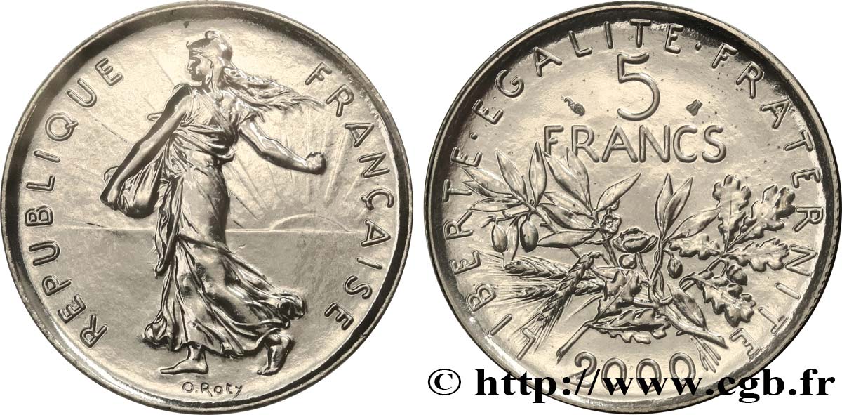 5 francs Semeuse, nickel 2000 Pessac F.341/36 FDC