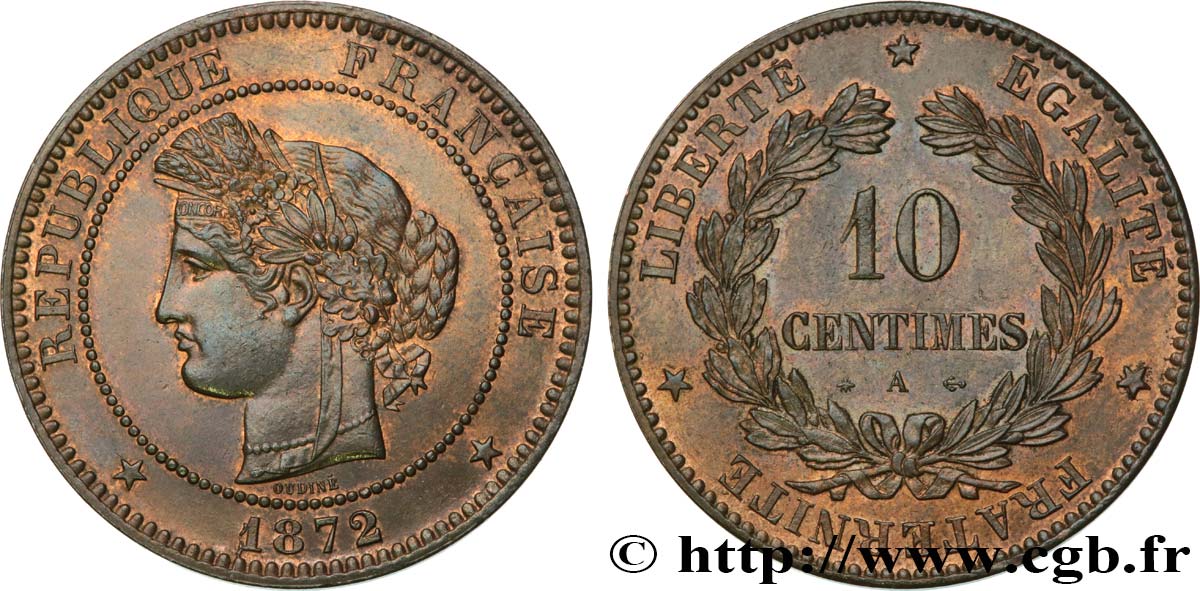10 centimes Cérès 1872 Paris F.135/8 SUP58