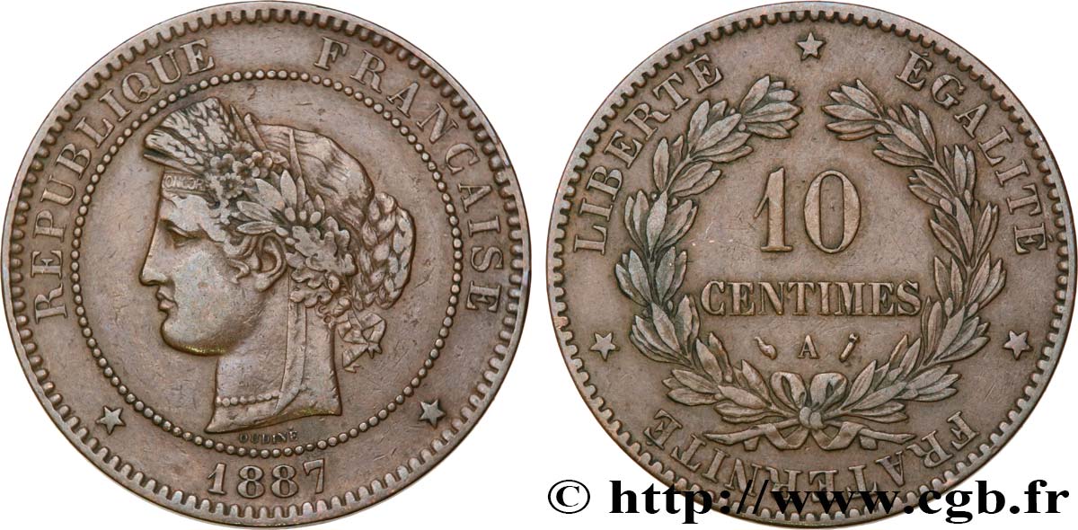 10 centimes Cérès 1887 Paris F.135/31 TB35