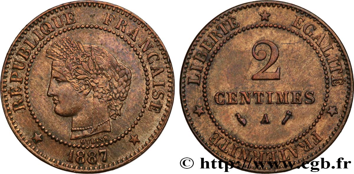 2 centimes Cérès 1887 Paris F.109/13 TTB53