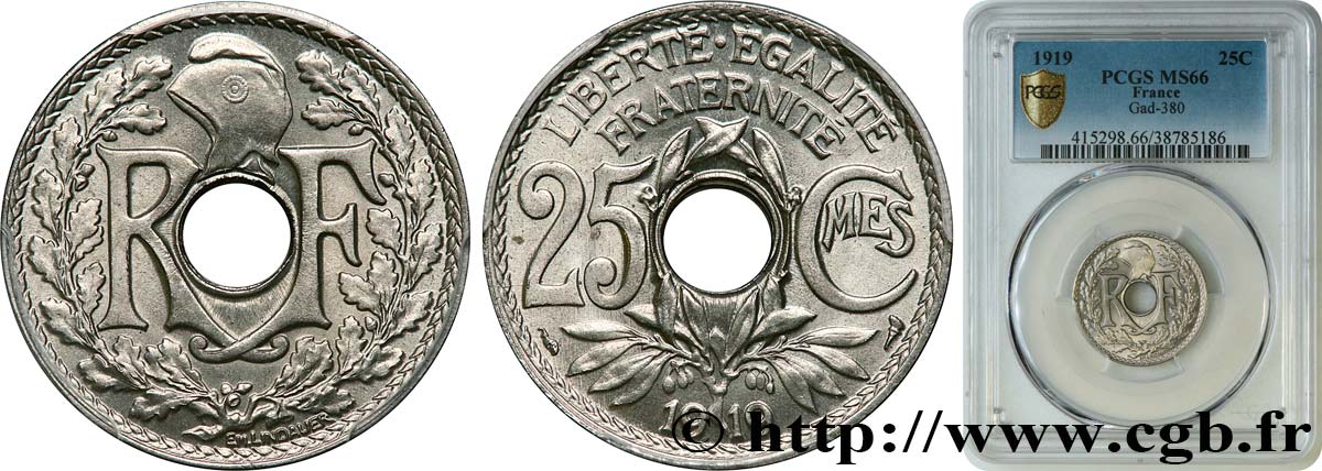 25 centimes Lindauer 1919  F.171/3 FDC66 PCGS