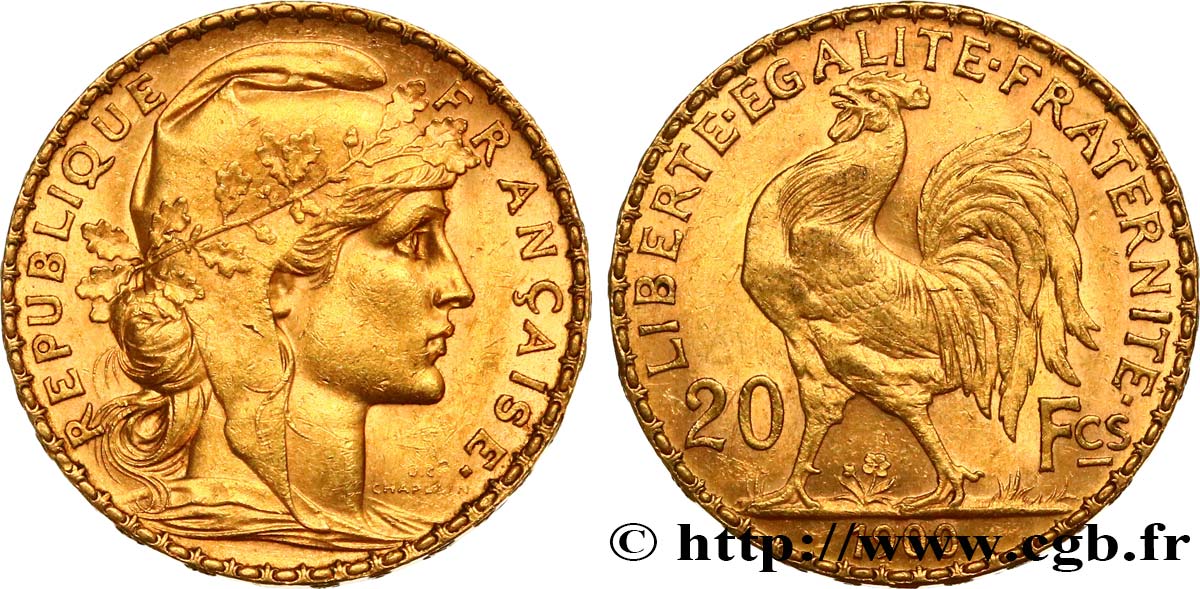 20 francs or Coq, Dieu protège la France 1900 Paris F.534/4 TTB53