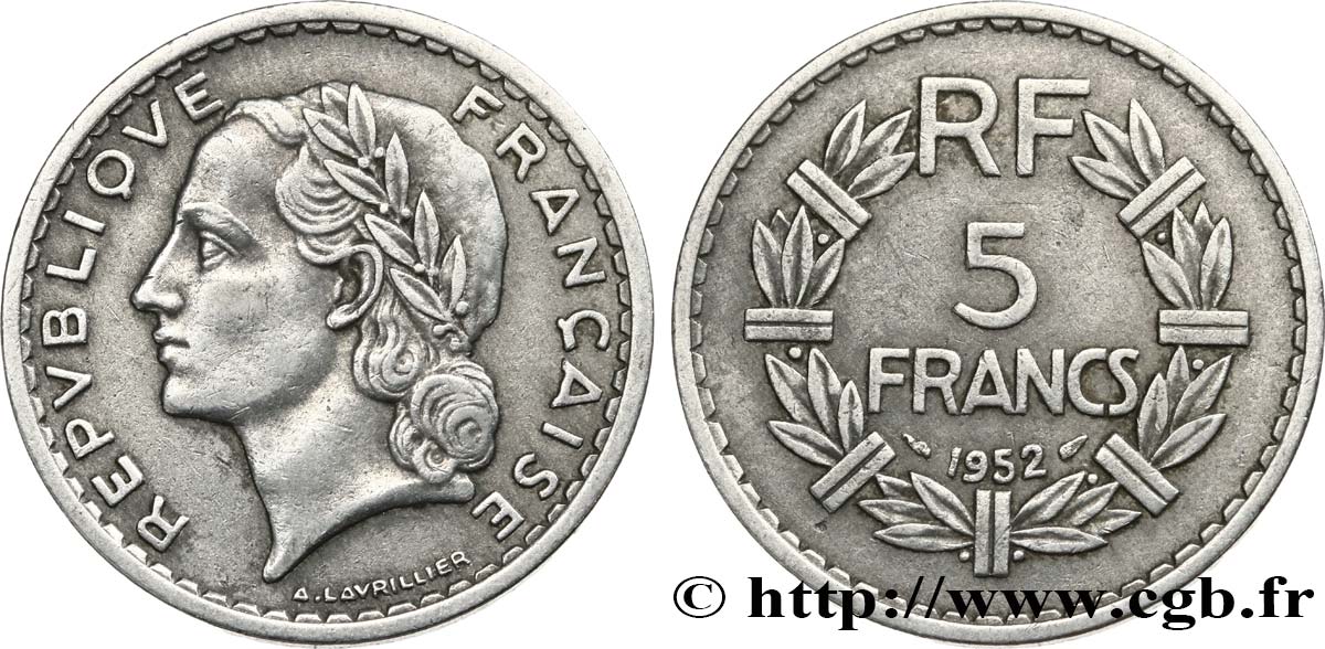 5 francs Lavrillier, aluminium 1952 F.339/22 TTB40