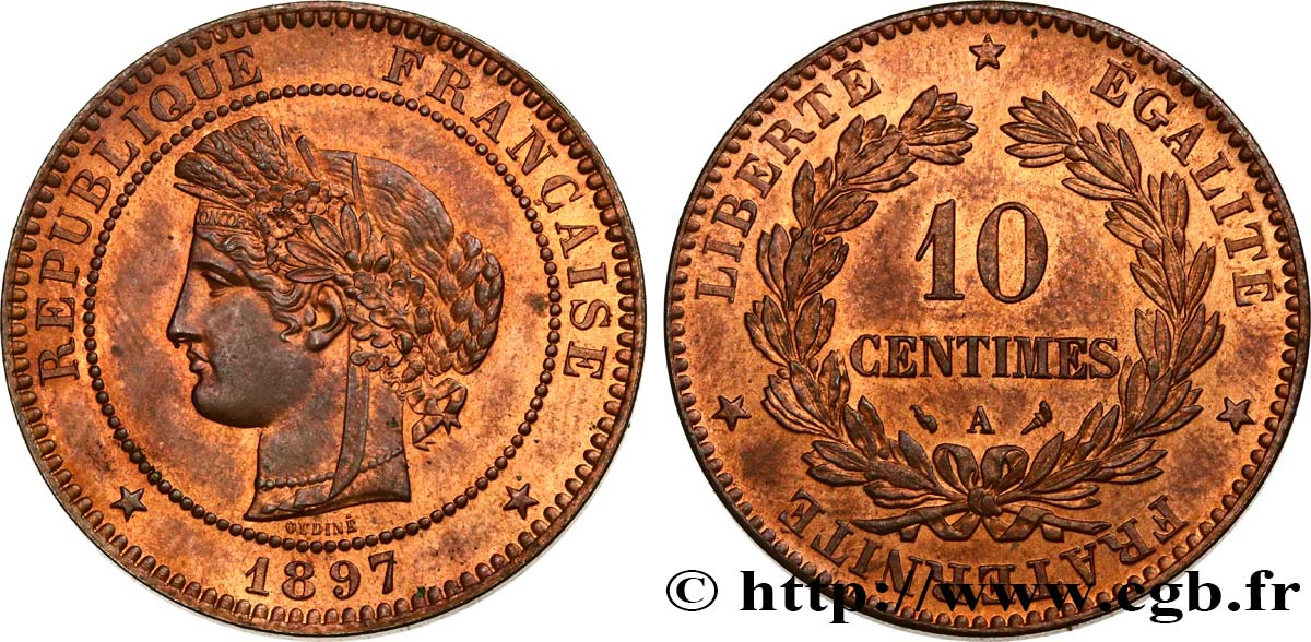10 centimes Cérès 1897 Paris F.135/44 MS63 