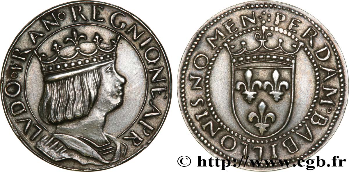 Essai de métal (argent) et de module au type du ducat d’or de Naples de Louis XII n.d. Paris Maz.2226 a VZ+ 