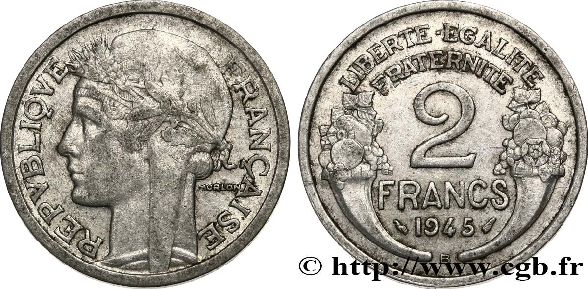 2 francs Morlon, aluminium 1945 Beaumont-Le-Roger F.269/6 MB35 