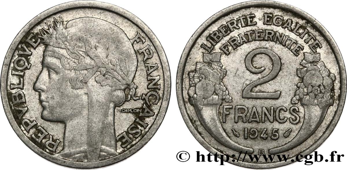 2 francs Morlon, aluminium 1945 Beaumont-Le-Roger F.269/6 TB30