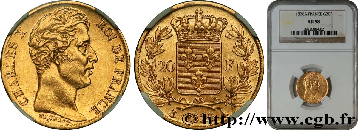20 francs Charles X 1826 Paris F.520/3 SUP58 NGC