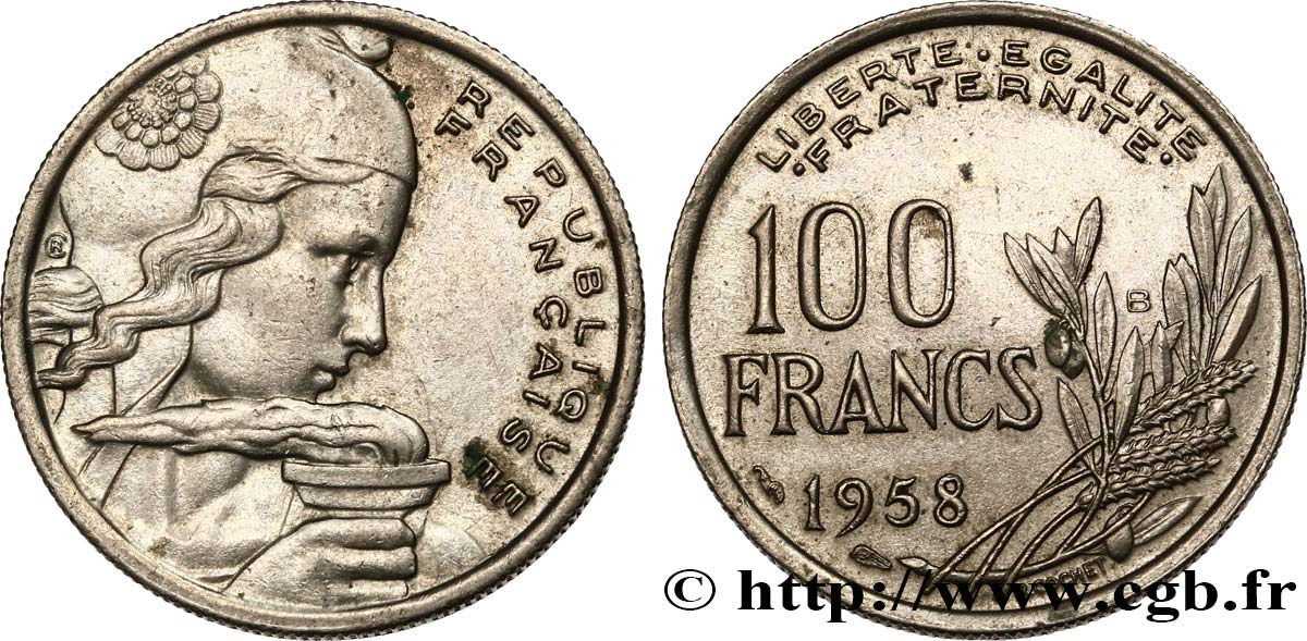 100 francs Cochet 1958 Beaumont-Le-Roger F.450/14 TTB