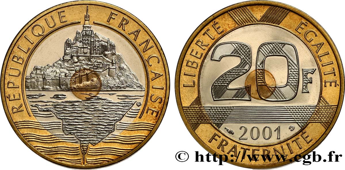 20 francs Mont Saint-Michel, BE (Belle Épreuve) 2001 Pessac F.403/17 var. FDC 