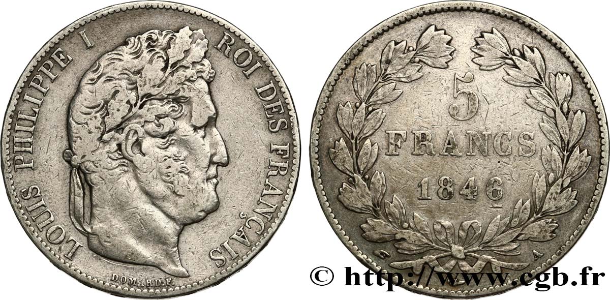 5 francs IIIe type Domard 1846 Paris F.325/10 TB