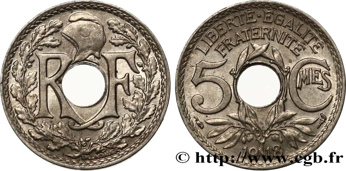 5 centimes Lindauer, grand module 1918 Paris F.121/2 SUP60