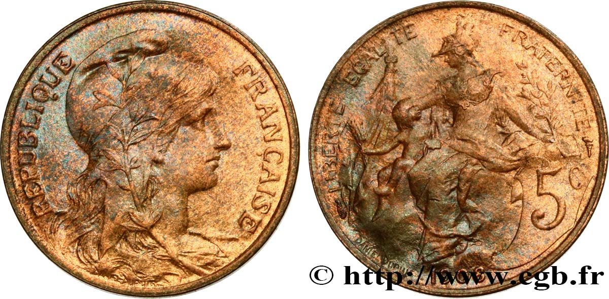 5 centimes Daniel-Dupuis 1908  F.119/19 MS63 