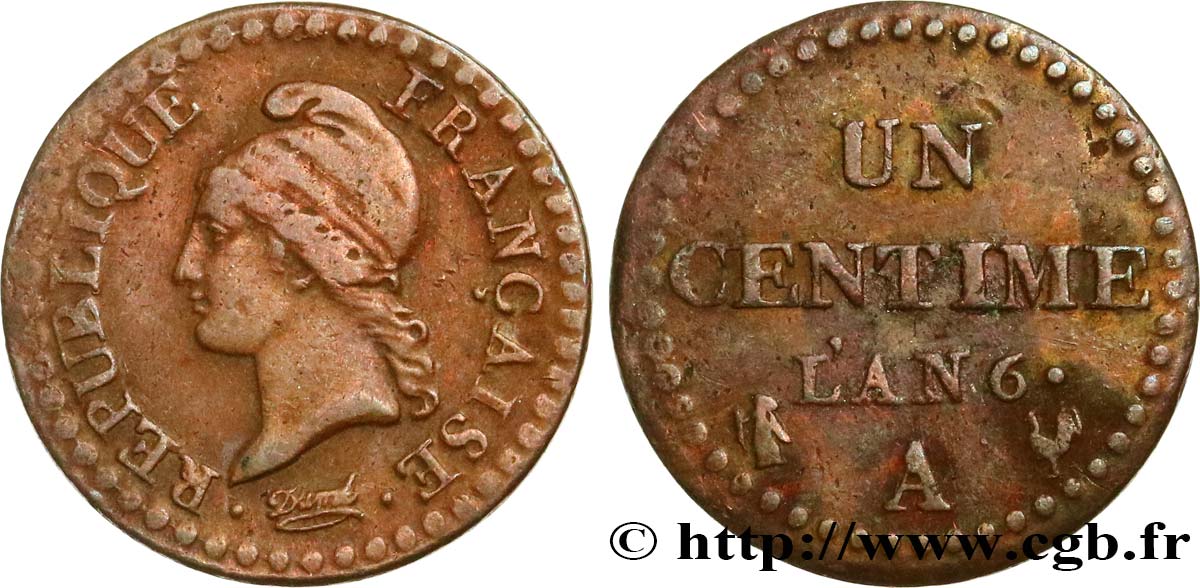 Un centime Dupré, 6 normal 1798 Paris F.100/3 TB30