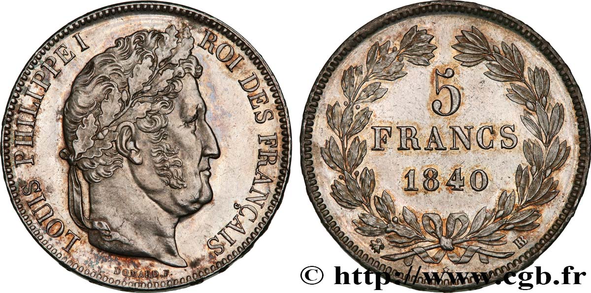 5 francs IIe type Domard 1840 Strasbourg F.324/85 MS61 