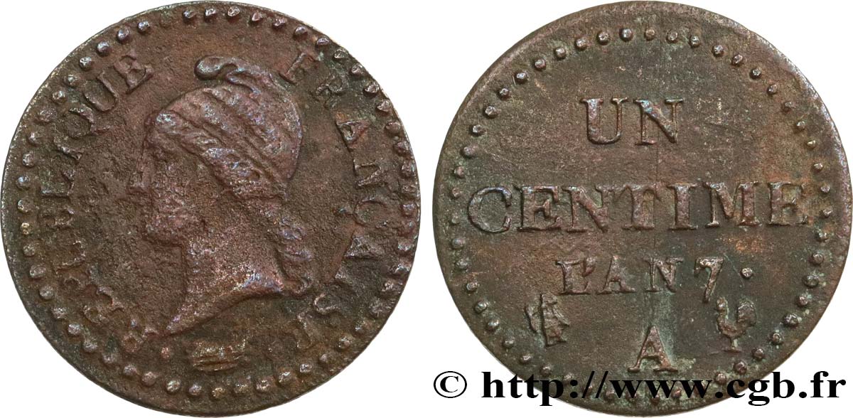 Un centime Dupré, grand 7 1799 Paris F.100/16 VF