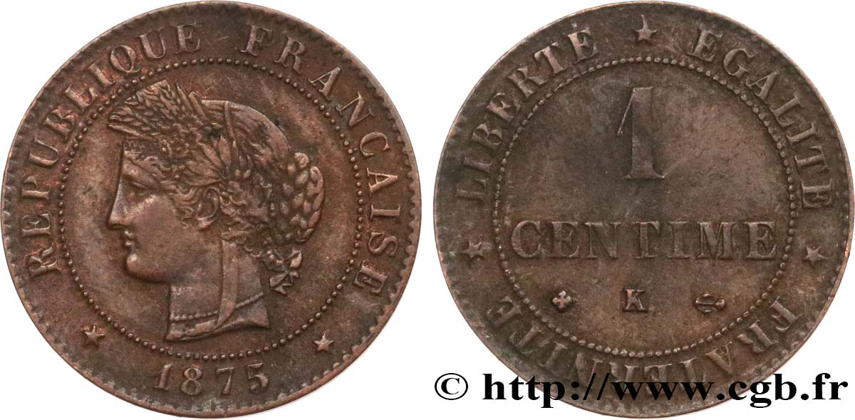 1 centime Cérès 1875 Bordeaux F.104/5 TB35