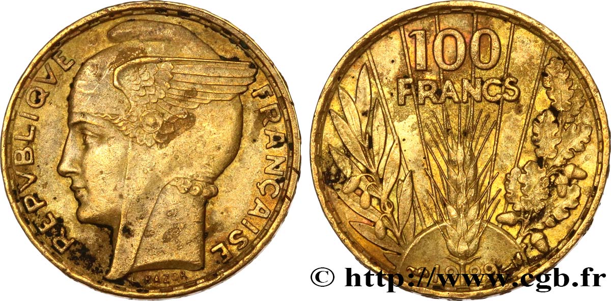 Essai 100 francs Bazor en cupro-aluminium 1929 Paris GEM.290 5 MBC+ 