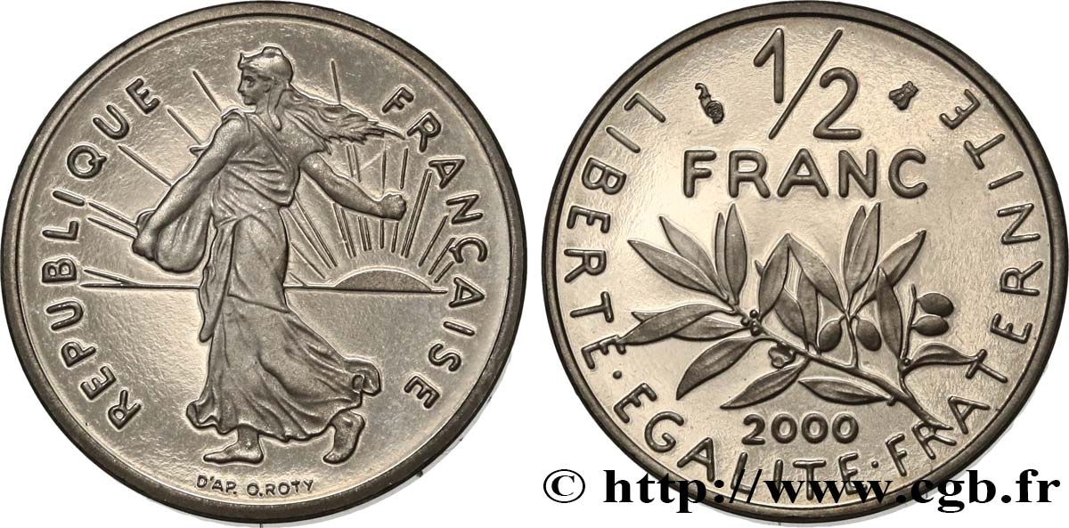 1/2 franc Semeuse, BE (Belle Épreuve) 2000 Pessac F.198/43 var. MS