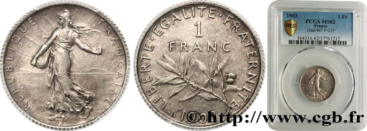 1 franc Semeuse 1903 Paris F.217/8 VZ62 PCGS