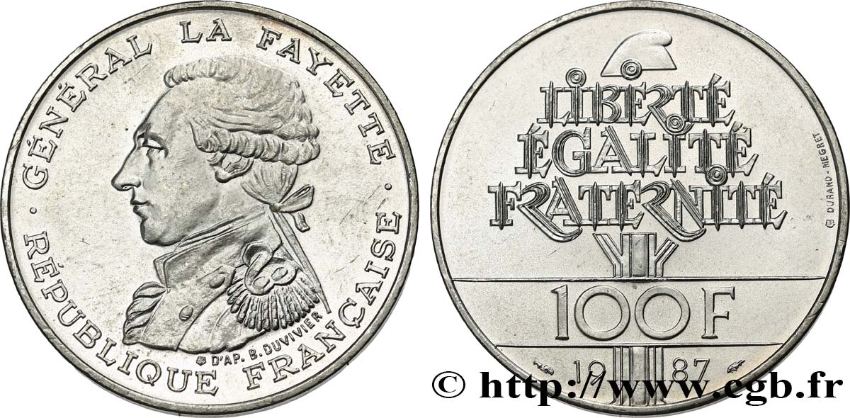 100 francs Égalité - La Fayette 1987 F.455/2 SUP+