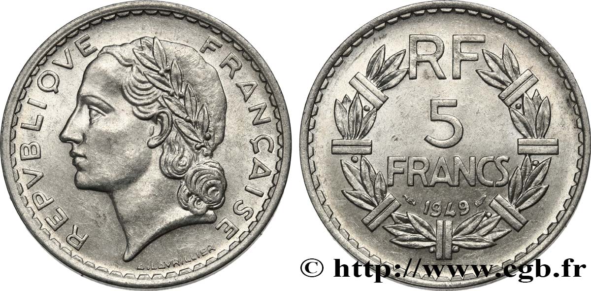 5 francs Lavrillier, aluminium 1949 F.339/17 SUP60